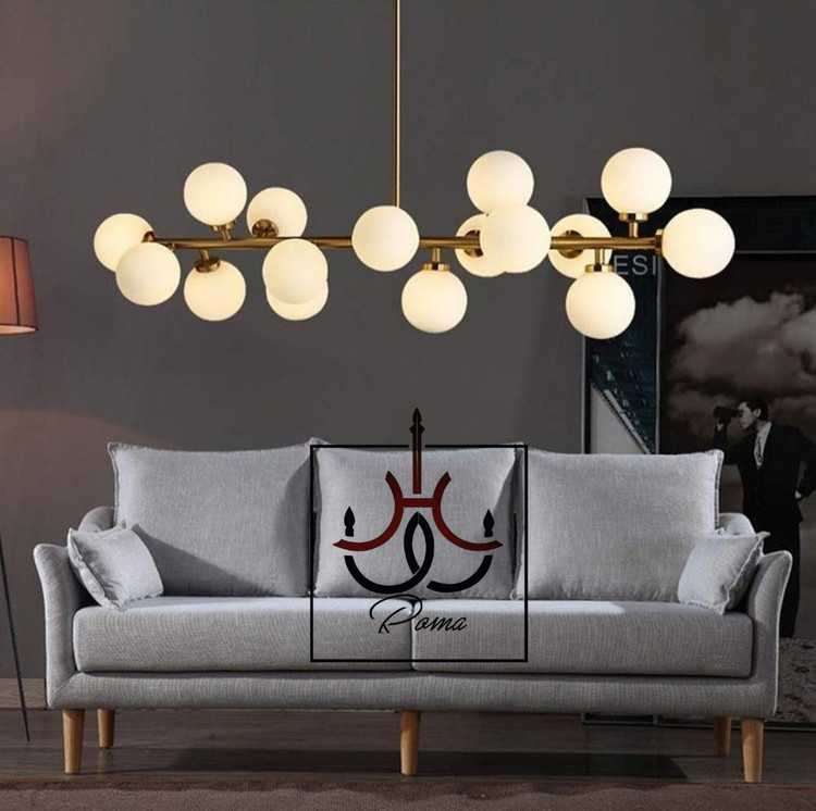 لوستر لاینر مولکولی ۱۶ شعله | طراحی مدرن مناسب میز ناهارخوری و جزیره