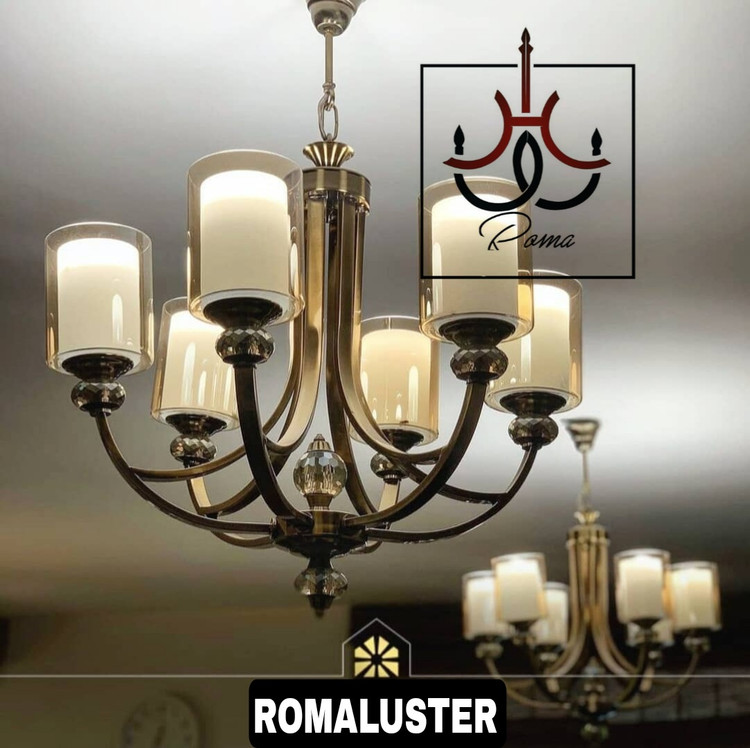 |لوستر مدرن لهستانی افروز نسکافهای شش شاخه مناسب سالن و پذیرایی شیک و ساده