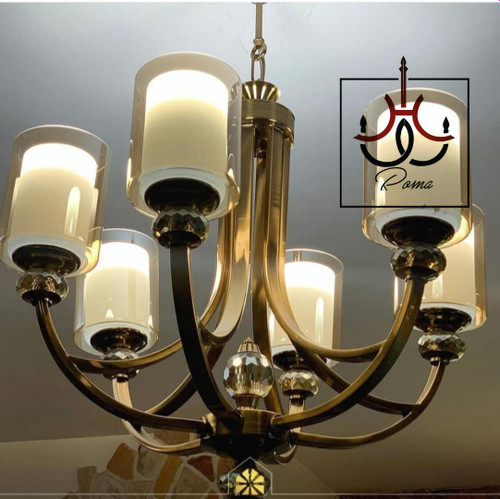 |لوستر مدرن لهستانی افروز نسکافهای شش شاخه مناسب سالن و پذیرایی شیک و ساده