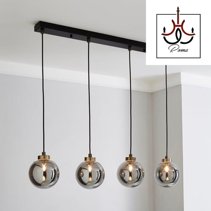 لوستر لاینر مدرن مولکولی مشکی | مناسب جزیره، کانتر، اوپن و میز ناهارخوری لوستر خطی