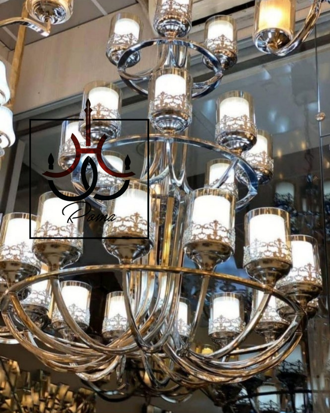 لوستر سیلور لهستانی سه طبقه با طراحی باشکوه برای ویلا، لابی، رستوران و فضاهای دوبلکس