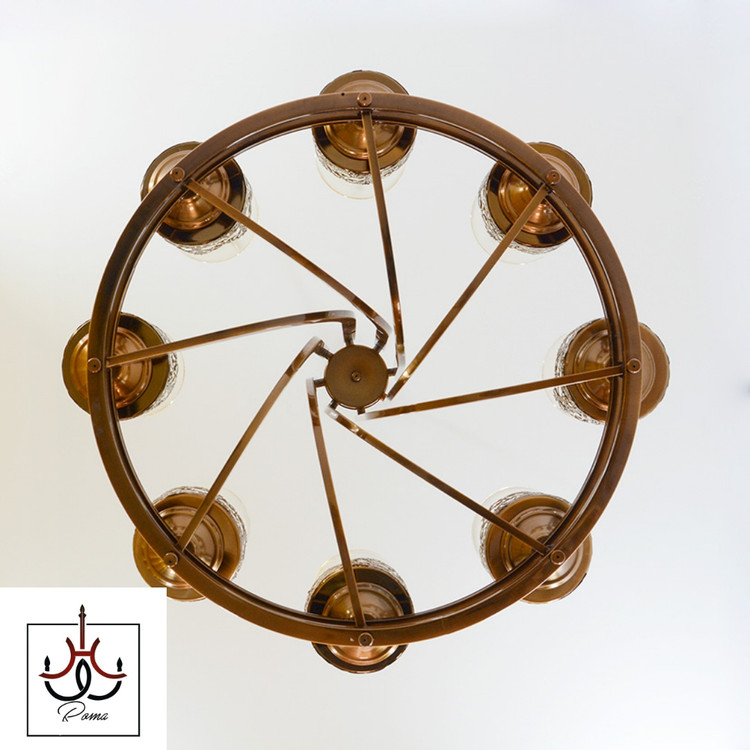 تصویر لوستر مدرن لهستانی عصایی دو رینگ 8 شاخه رنگبندی متنوع مناسب سالن