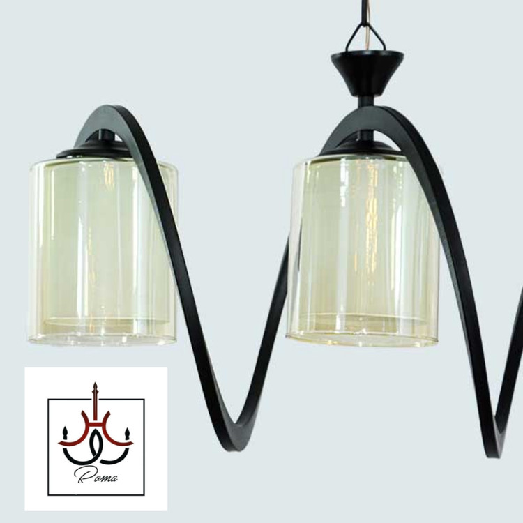 لوستر لاینر خطی فنری چهار شعله مدرن | مناسب جزیره، میز ناهارخوری و آشپزخانهرنگ مشکی مات