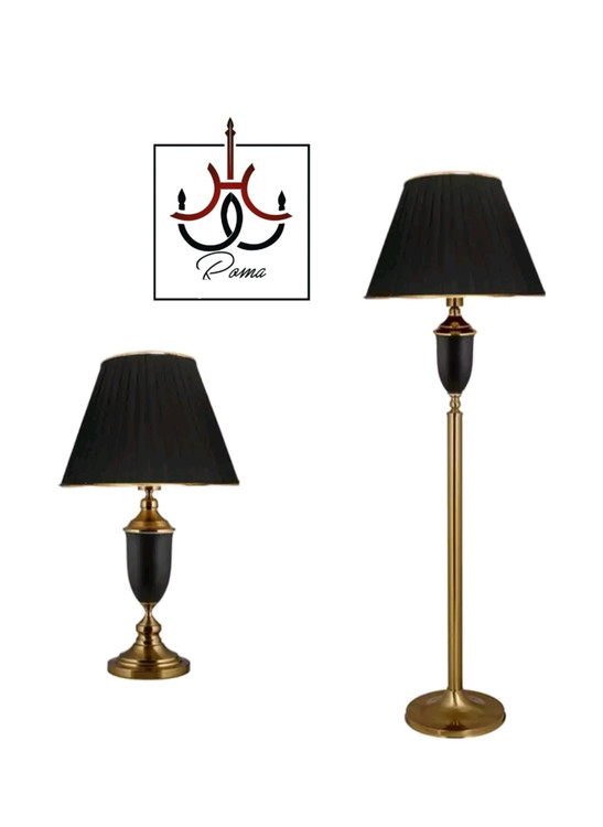 ست آباژور ایستاده و رومیزی مینیمال | مناسب پذیرایی و دکور مدرن سالن کلاسیک رنگ مشکی