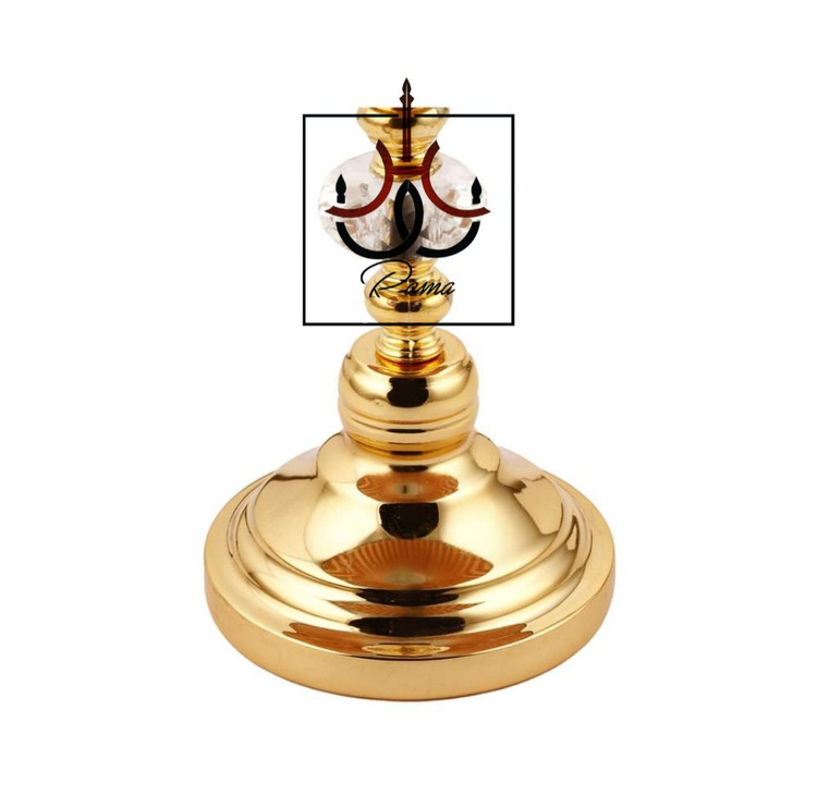 آباژور رومیزی کریستالی با بدنه طلایی و کلاهک نسکافهای مناسب دکور اتاق خواب و نشیمن