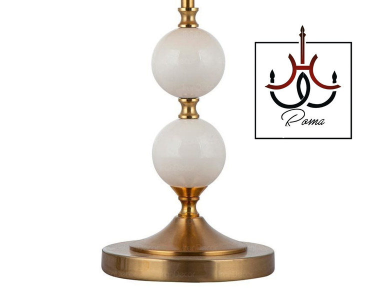 آباژور رومیزی سفید طلایی | طراحی مدرن برای اتاق خواب و پذیرایی | برند رومالوستر