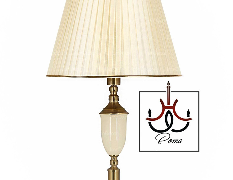 آباژور ایستاده با بدنه زیتونی و کاپ کرم، طراحی مدرن و ساده، مناسب دکور اتاق خواب و پذیرایی