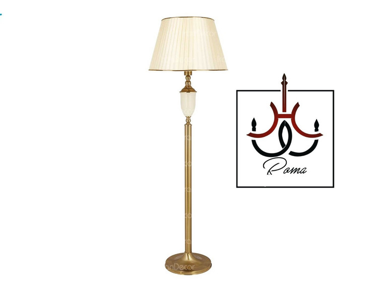 آباژور ایستاده با بدنه زیتونی و کاپ کرم، طراحی مدرن و ساده، مناسب دکور اتاق خواب و پذیرایی