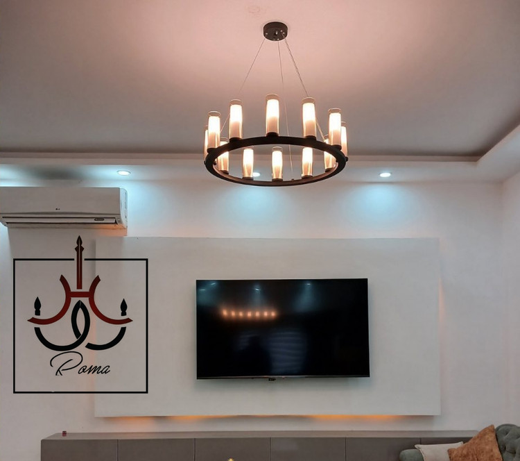 لوستر گرد رینگی مشکی مدل لومینا با طراحی مدرن مناسب پذیرایی، اتاق خواب و فضاهای خاص