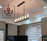 لوستر خطی مدرن مشکی ۷ شعله مدل لومینا مناسب جزیره و کانتر آشپزخانه از برند رومالوستر