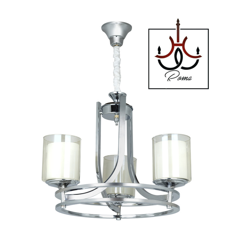 لوستر سه شاخه عصایی دورینگ سیلور مدرن از برند رومالوستر مناسب فضاهای کوچک