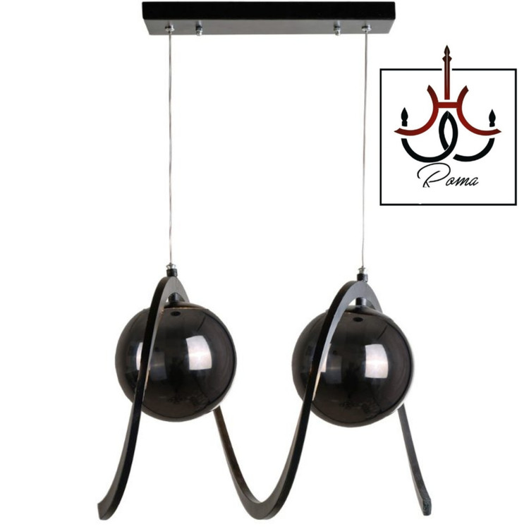 لوستر فنری مدرن با دو شعله، مناسب اتاق خواب، راهرو، ورودی یا بالای کانتر با قابلیت تنظیم ارتفاع رنگ مشکی