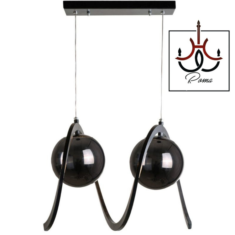 لوستر فنری مدرن با دو شعله، مناسب اتاق خواب، راهرو، ورودی یا بالای کانتر با قابلیت تنظیم ارتفاع رنگ مشکی