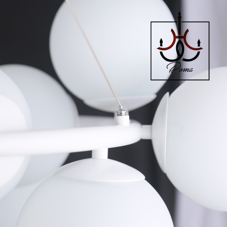 لوستر مدرن مولکولی ۱۵ شعله سفید با طراحی مینیمال و قطر ۶۵ سانت، مناسب پذیرایی و اتاق خواب