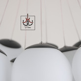 لوستر مولکولی ابری ۹ شاخه با حبابهای عسلی، دودی و سفید مات | طراحی مینیمال مناسب دکور مدرن