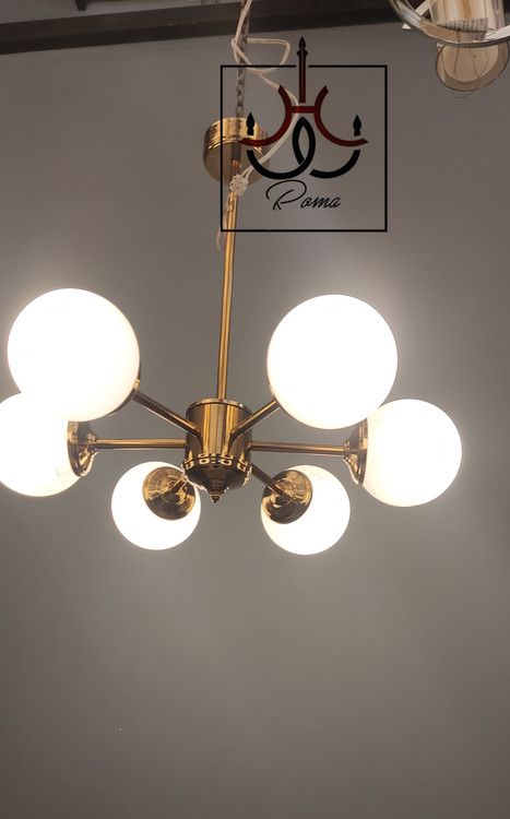 لوستر مولکولی مینیمال ۶ شاخه با طراحی ساده و شیک، مناسب فضاهای مدرن تا قطر ۵۵ سانت