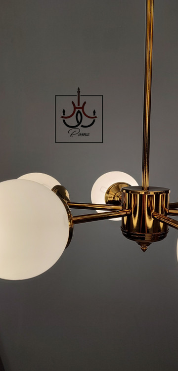 لوستر مولکولی مینیمال ۶ شاخه با طراحی ساده و شیک، مناسب فضاهای مدرن تا قطر ۵۵ سانت