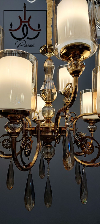 لوستر آرامیس ۱۰ شاخه رنگ طلایی با طراحی فاخر کلاسیک مناسب پذیراییهای بزرگ و لاکچری