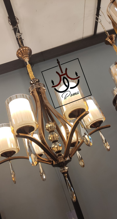 لوستر شش شاخه مدل غنچه رنگ نسکافهای طراحی لهستانی مناسب دکوراسیون مدرن و کلاسیک