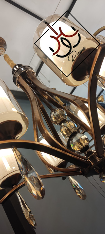 لوستر شش شاخه مدل غنچه رنگ نسکافهای طراحی لهستانی مناسب دکوراسیون مدرن و کلاسیک