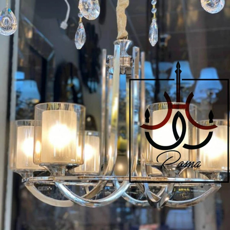 لوستر عصایی مدرن و کلاسیک لهستانی سیلور مناسب سالن و پذیرایی | لوستر روما
