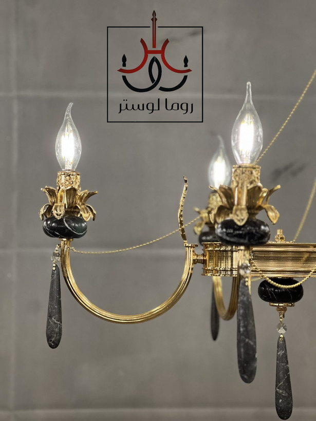 لوستر لاینر سنگ طبیعی مشکی طلایی با فلز