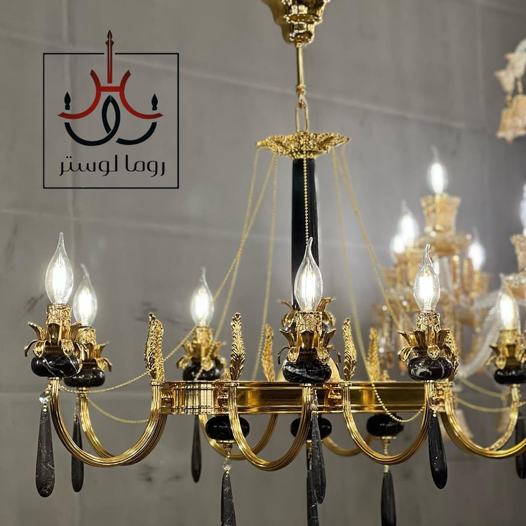 لوستر لاینر سنگ طبیعی مشکی طلایی با فلز