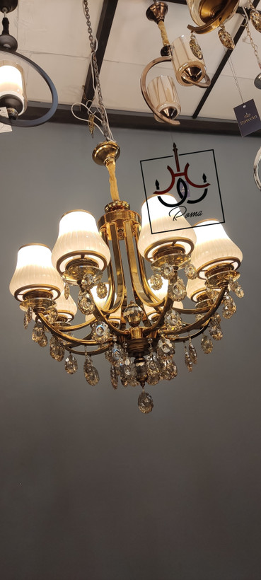 لوستر مدرن پذیرایی نیو کلاسیک کریستالی رنگ طلایی مدل افروز