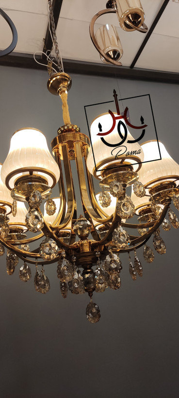 لوستر مدرن پذیرایی نیو کلاسیک کریستالی رنگ طلایی مدل افروز