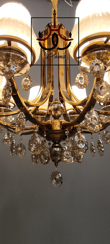 لوستر مدرن پذیرایی نیو کلاسیک کریستالی رنگ طلایی مدل افروز